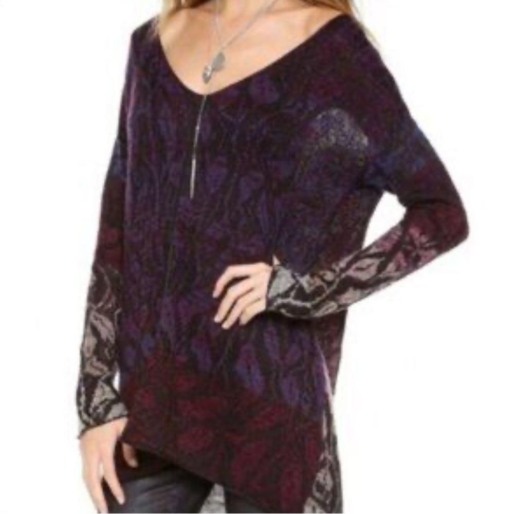 Free People Dark Berry Ombre Jacquard Knit Tunic – Size S (NWT $148)